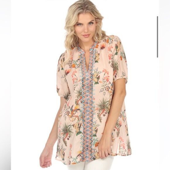 Johnny Was Workshop Puff Sleeve Effortless Tunic Top - Picture 1 of 10